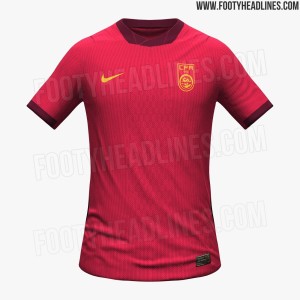 国足2026球衣曝光：主场球衣延续红色配色，客场回归黄色主色调